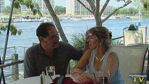 Warren and Marcia Lynn on location at Greg Normans Australian Grille